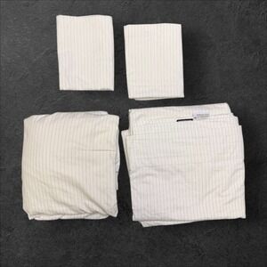 Brooklinen Luxe King Sheet Set White Graphite Pinstripe Sateen 4 Piece Cotton